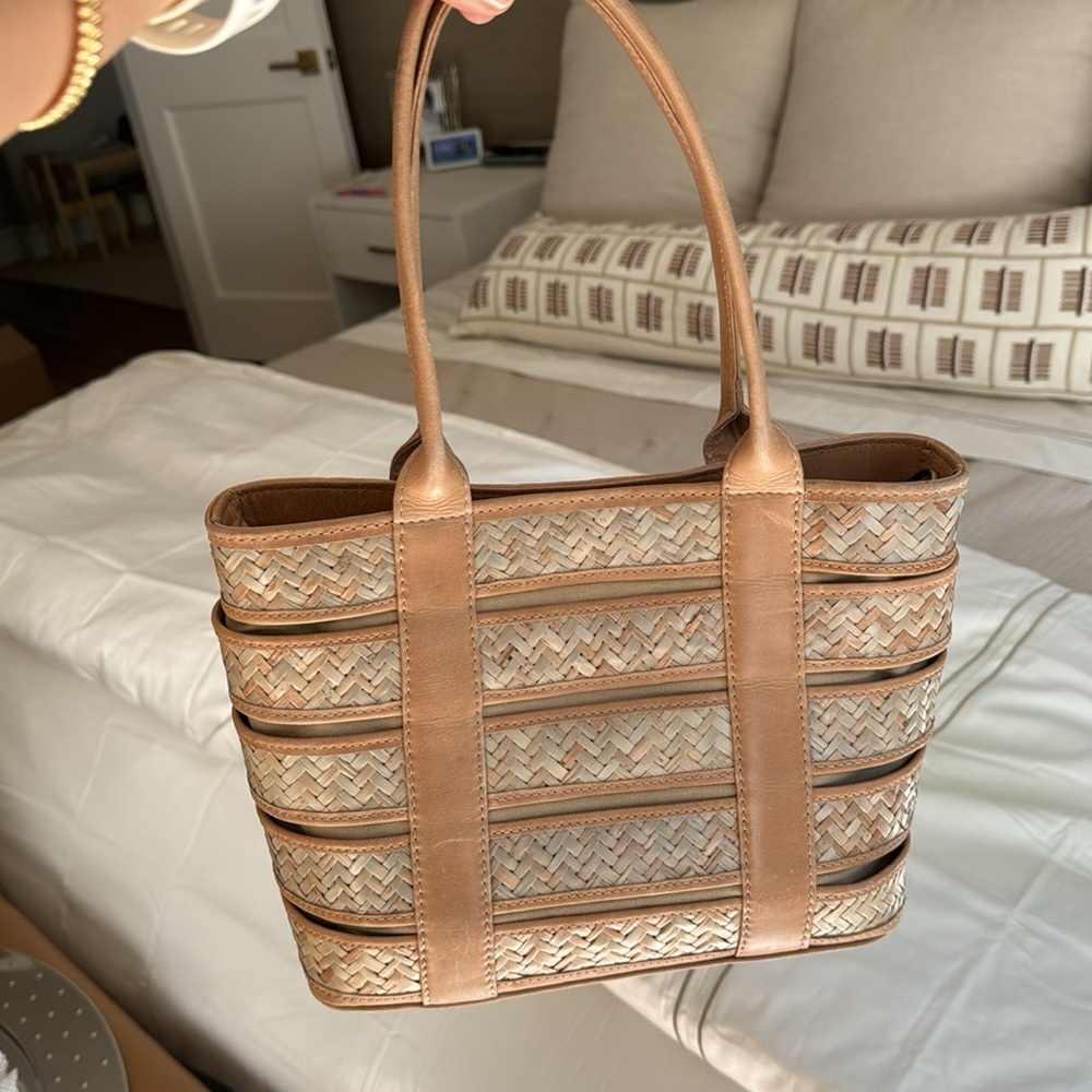 Bembien Lucia leather and rattan bag